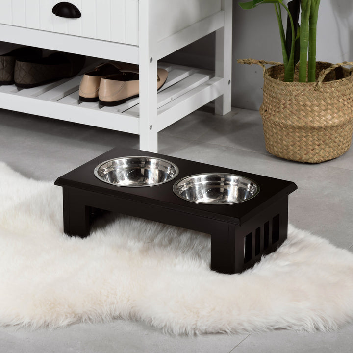 Pawhut Stainless Steel Pet Feeder, 58.4Lx30.5Wx25.4H cm-Brown