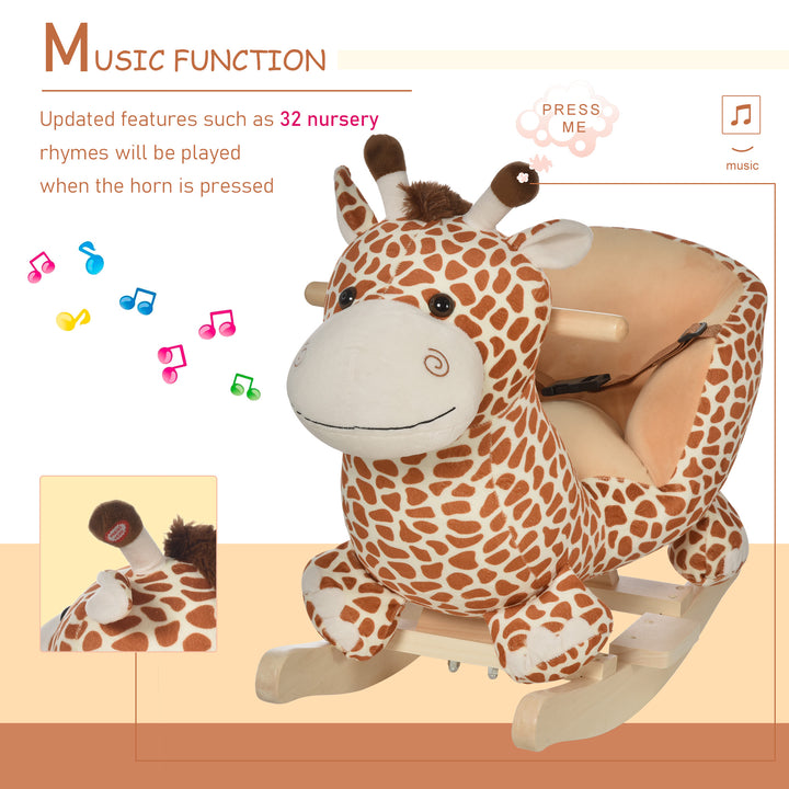 HOMCOM Kids Rocking Horse Toys Giraffe Seat w/ Sound Toddlers Baby Toy-Giraffe