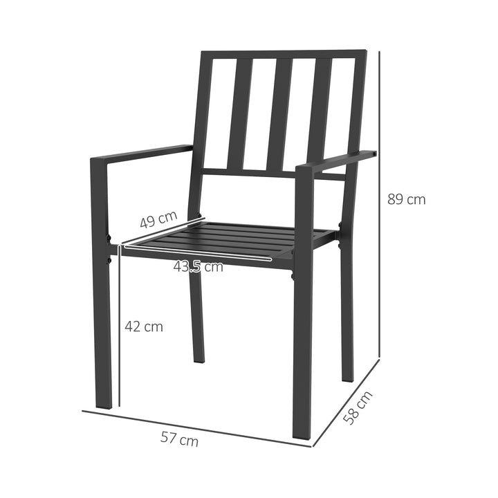 Patio Dining Chairs with Metal Slatted Design