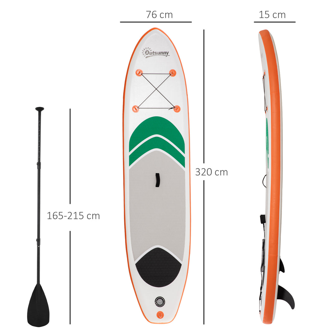 Inflatable 10'6" x 30" x 6" Non-Slip Paddle Stand Up Board w/ Adjustable Aluminium Paddle, ISUP Accessories, 320L x 76W x 15H cm - White