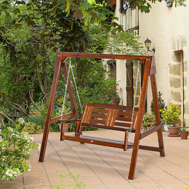 Garden Swing Chair Wooden Hammock Bench for Porch Patio Yard