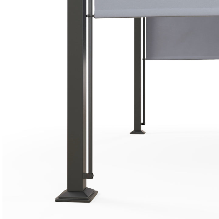 3 x 3(m) Garden Pergola, Outdoor Retractable Pergola Gazebo with Adjustable Canopy, Sun Shade Patio Canopy Shelter, Grey