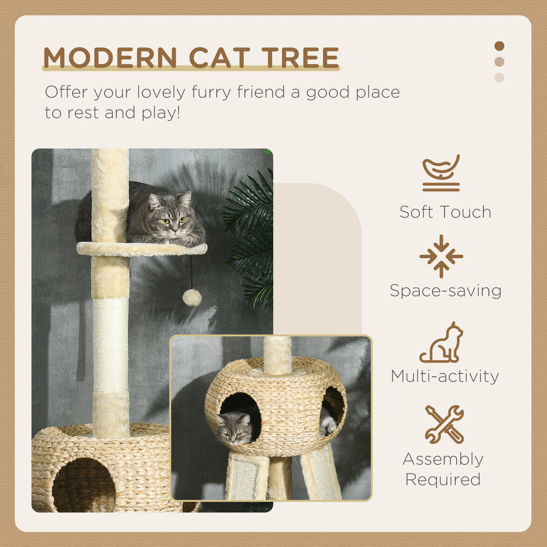 Cat Tree Tower for Indoor Cats, with Scratching Post-Beige