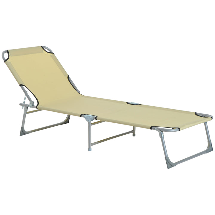 Outsunny Portable Adjustable Lounger,Oxford Cloth-Beige