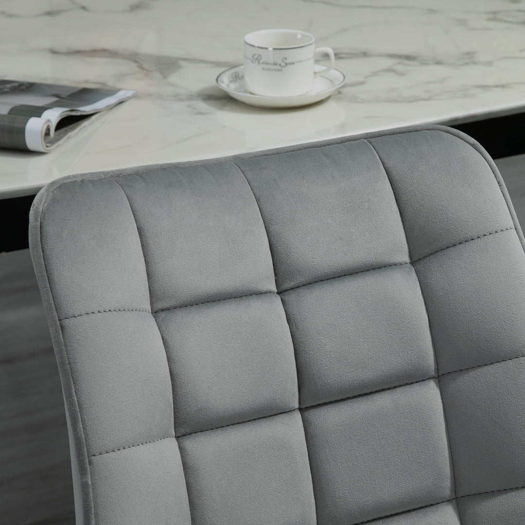 Upholstered Dining Chair Lounge Chair Soft Set of 2 Velvet-Touch Kitchen Reception Living Room Chair with Metal Legs, Grey
