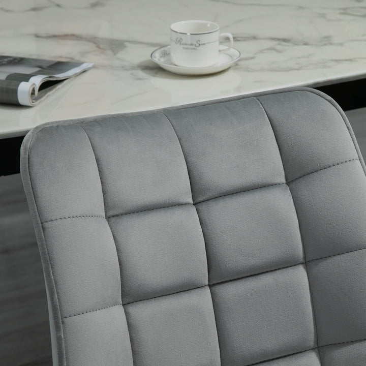 Upholstered Dining Chair Lounge Chair Soft Set of 2 Velvet-Touch Kitchen Reception Living Room Chair with Metal Legs, Grey