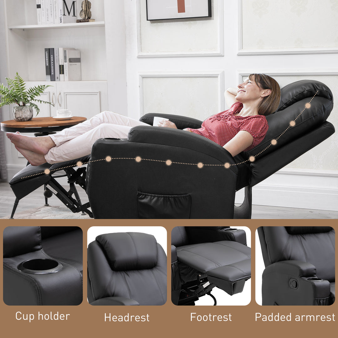 Recliner Sofa Chair PU Leather Armchair Cinema Massage Chair Swivel Nursing Gaming Chair Black