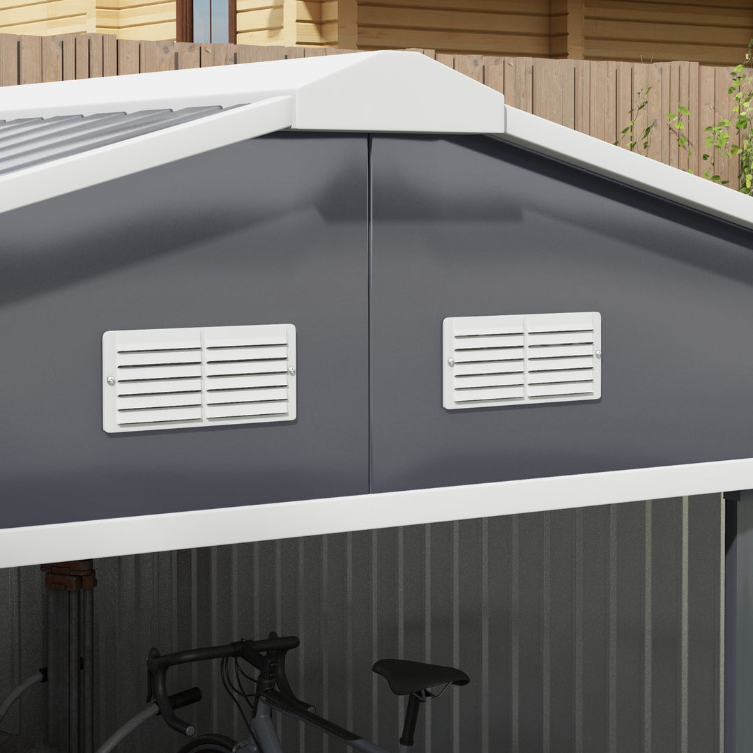 Outsunny 6.5 x 11FT Foundation Ventilation Steel Outdoor Garden Shed Grey