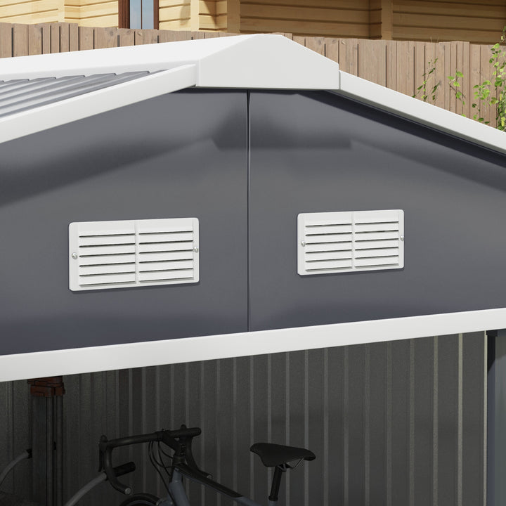 Outsunny 6.5 x 11FT Foundation Ventilation Steel Outdoor Garden Shed Grey