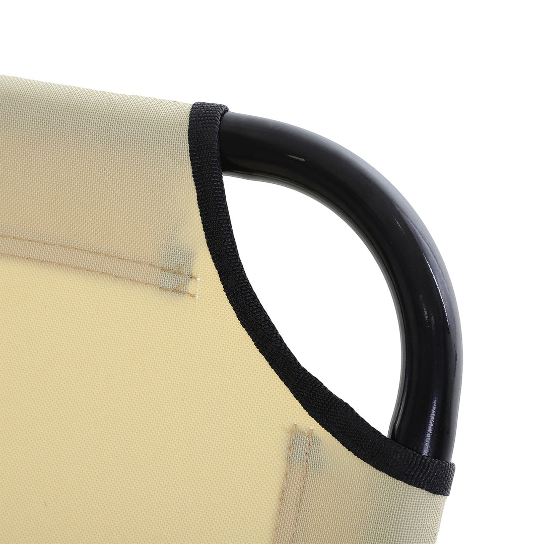 Outsunny Portable Folding Sun Lounger With 5-Position Adjustable Backrest Relaxer Recliner with Lightweight Frame Great for Pool or Sun Bathing Beige