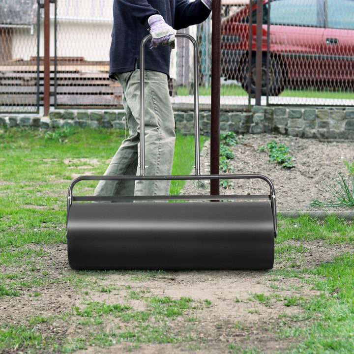 63L Heavy-Duty Garden Grass Roller with U-shaped Handle-Black