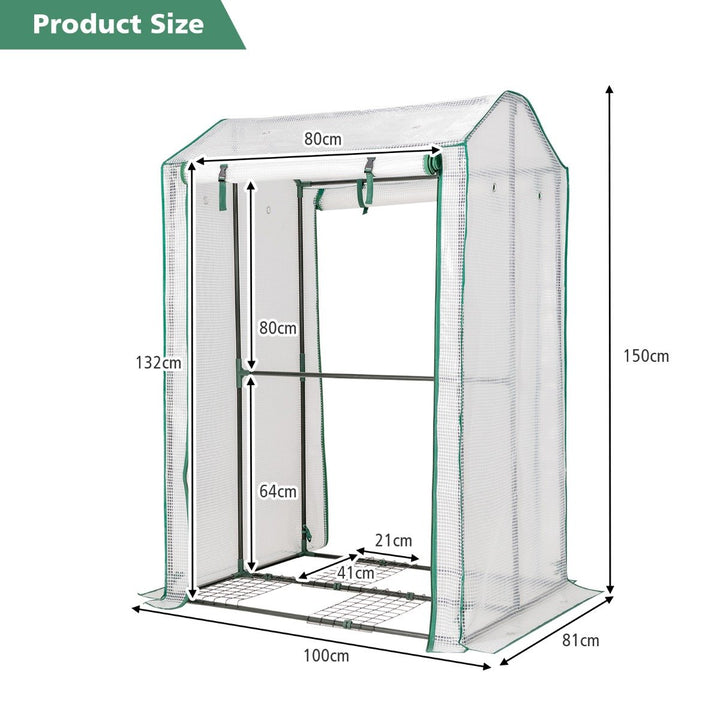 Garden Grow Green House with 4 Shelves and Roll-up Zippered Door