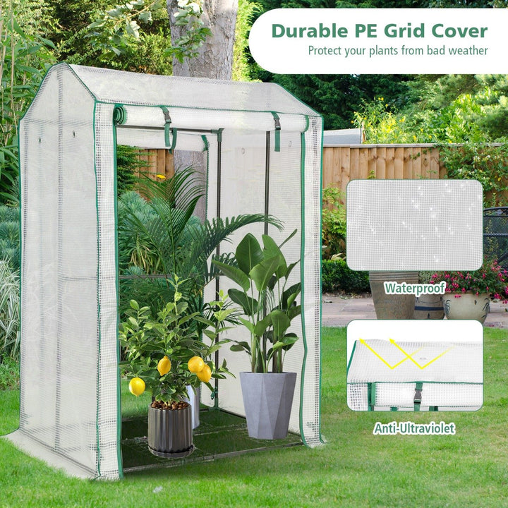 Garden Grow Green House with 4 Shelves and Roll-up Zippered Door