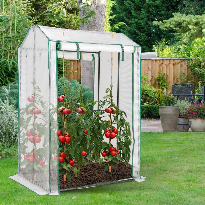 Garden Grow Green House with 4 Shelves and Roll-up Zippered Door