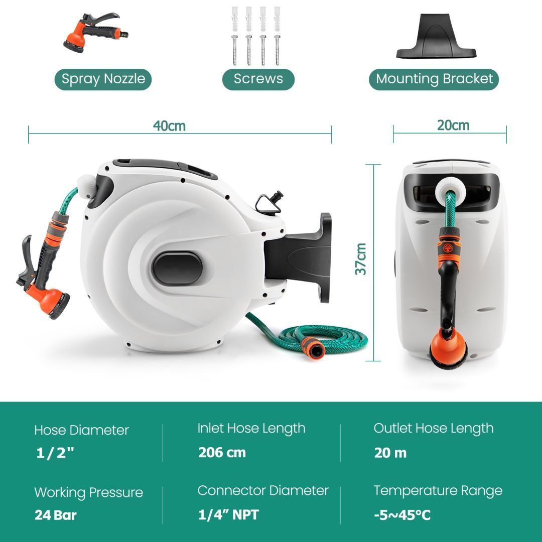 Wall Mounted Hose Reel Retractable Auto Rewind