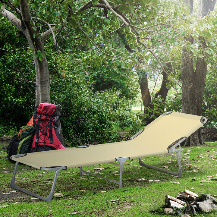 Outsunny Portable Adjustable Lounger,Oxford Cloth-Beige