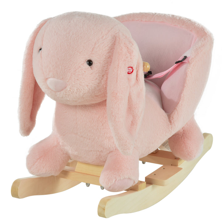 Toddlers Rabbit Plush Rocking Ride On w/ Sound Pink