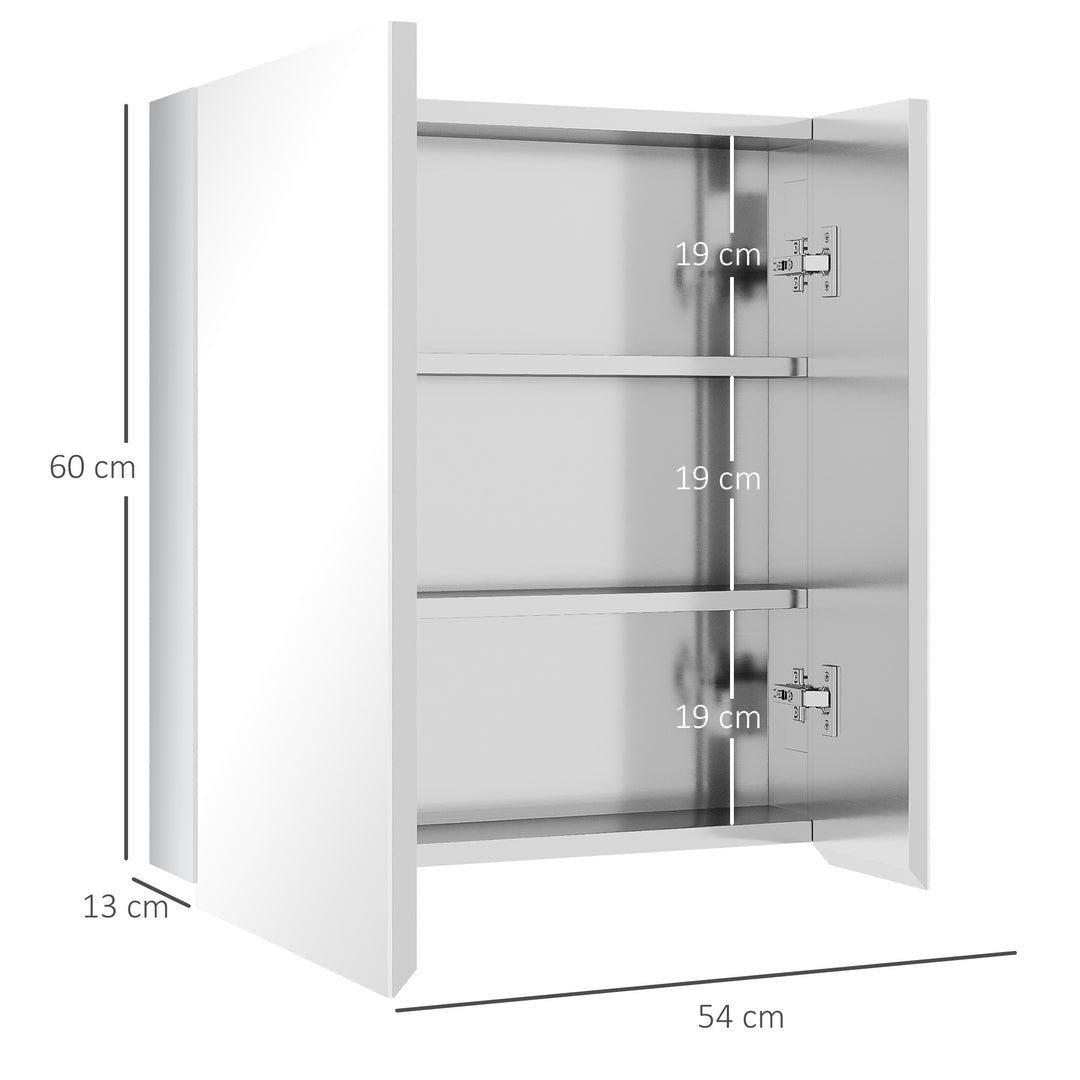 Kleankin Mirror Cabinet for Bathroom, Wall Mounted Medicine Cabinet with Hinged Door, Storage Shelves for Laundry Room