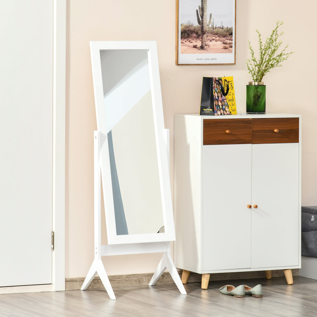 Freestanding Dressing Mirror Bedroom Tall Adjustable Angle 148x47cm White