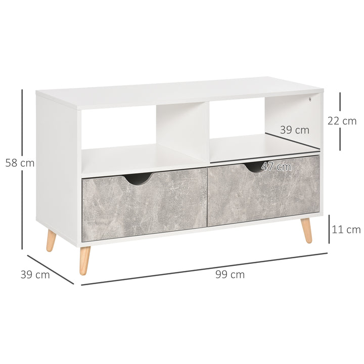 HOMCOM TV Stand with Shelf &amp; Drawers Storage Cabinet Media Entertainment Center Modern Grey