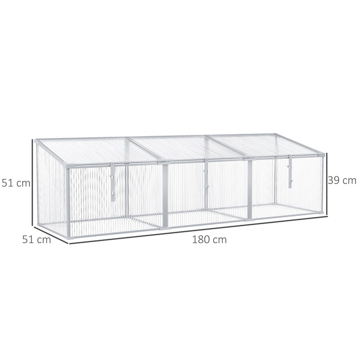 Outdoor Greenhouse Polycarbonate Grow House Flower Vegetable Plants Raised Bed Garden Aluminium Cold Frame 180 x 51 x 51 cm