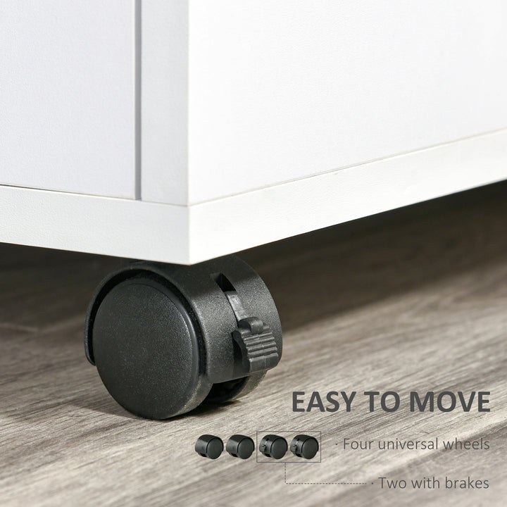 Multi-Storage Printer Stand Unit Office Desk Side Mobile Storage w/ Wheels Modern Style 60L x 50W x 65.5H cm - Oak