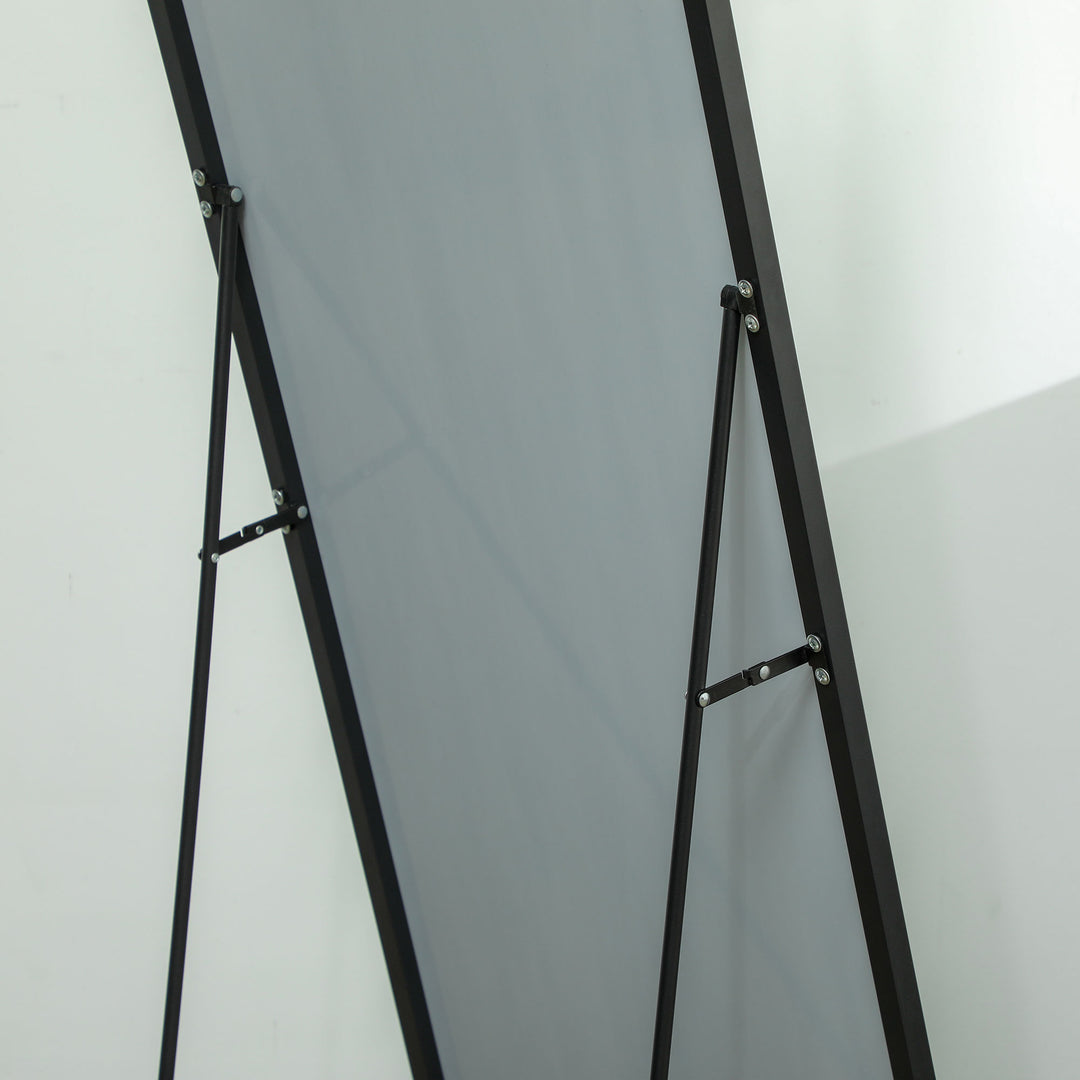 Full Length Dressing Mirror, Floor Standing or Wall Hanging, Aluminum Alloy Framed Full Body Mirror for Bedroom, Living Room, Black