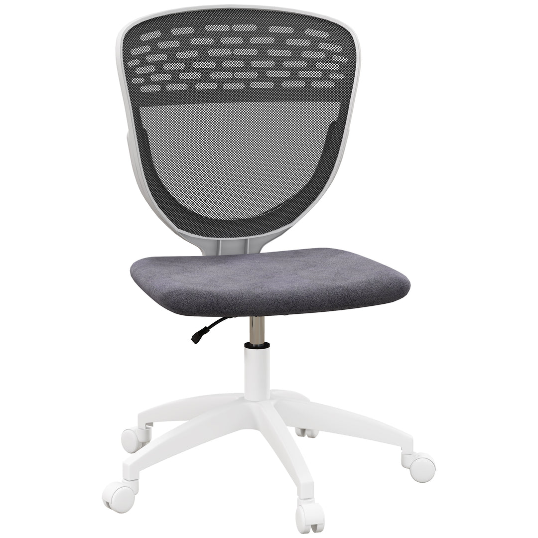 Armless Desk Chair w/ Height Adjustable and Swivel Wheels, Grey