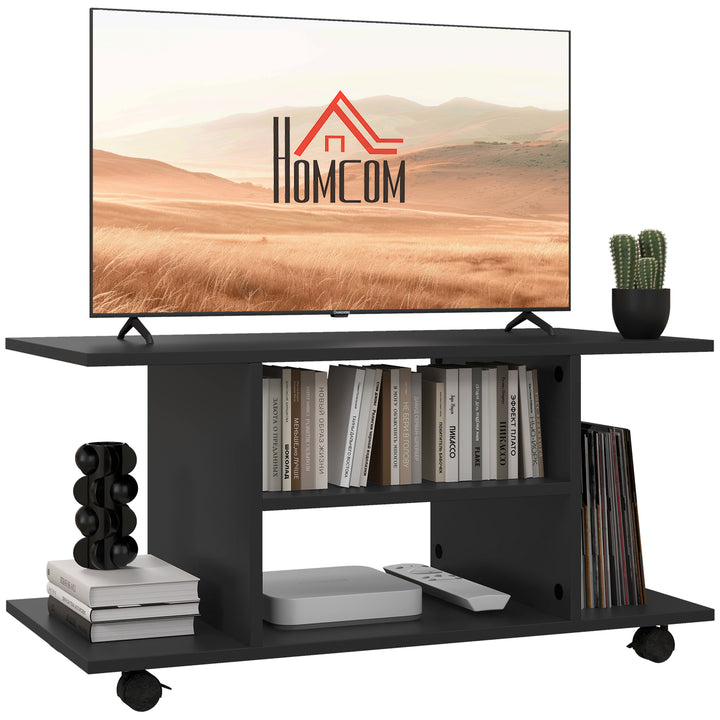 HOMCOM TV Stand W/ Shelves -Black