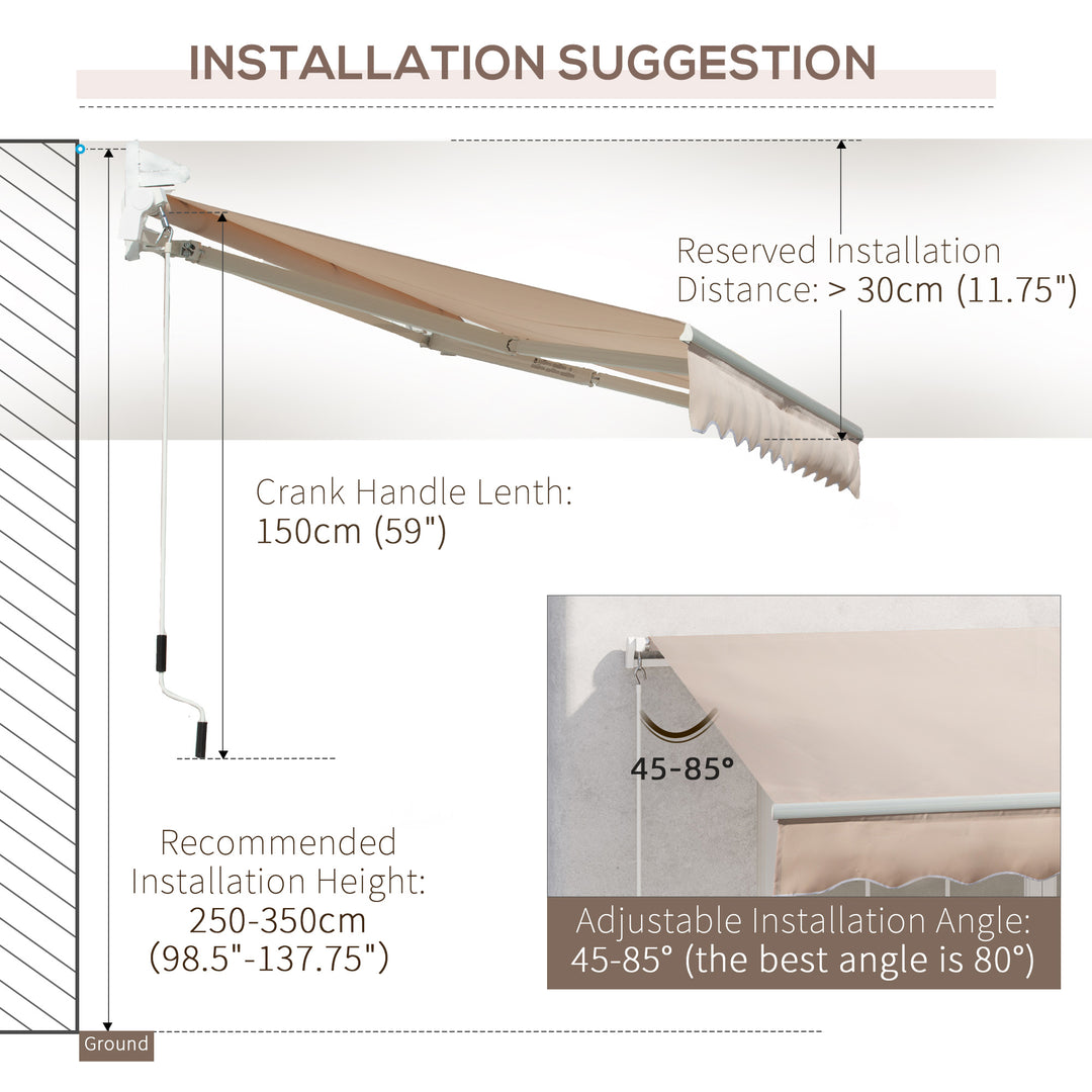 Window Awning Canopy Garden Outdoor Shelter Patio Sun Shade UV Blocker Light Weight Aluminium Frame w/ Hand Crank 3 x 2m Beige