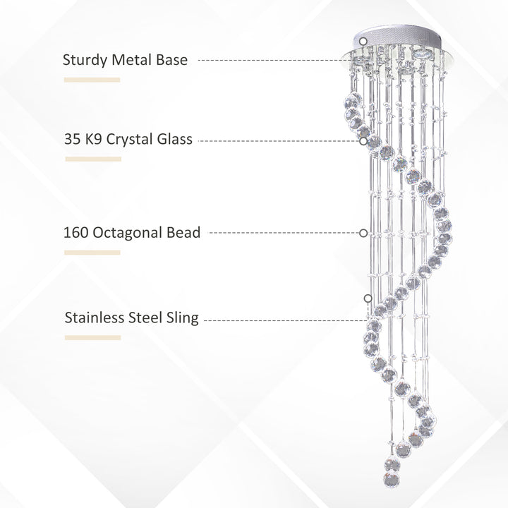 Spiral Crystal Chandelier 160 Octagons