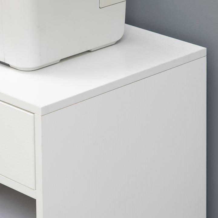 Vinsetto Mobile Printer Stand Rolling Cart Desk Side with CPU Stand Drawer Adjustable Shelf and Wheels White