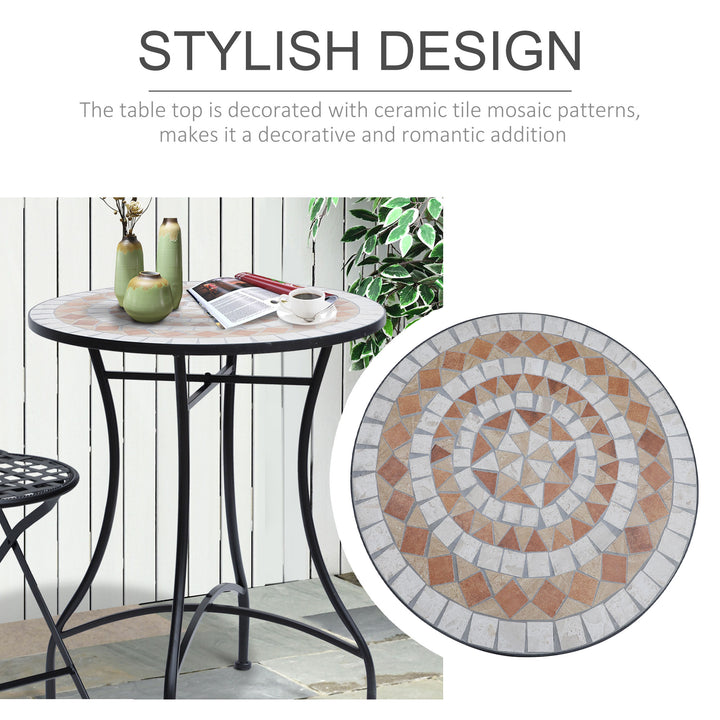 60cm Mosaic Round Bistro Table Side Bar Table Patio Garden Table Outdoor Balcony Furniture