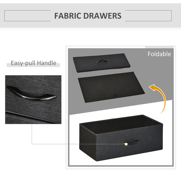 HOMCOM Chest of Drawers Bedroom Unit Storage Cabinet with 3 Fabric Bins for Living Room, Bedroom and Entryway, Black