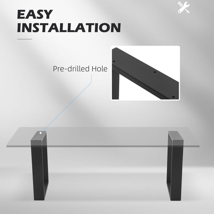 Metal Table Legs Set of 2, Square DIY Furniture Table Legs with Screws and Floor Protectors, Industrial Coffee Table Legs for DIY Chair, Black