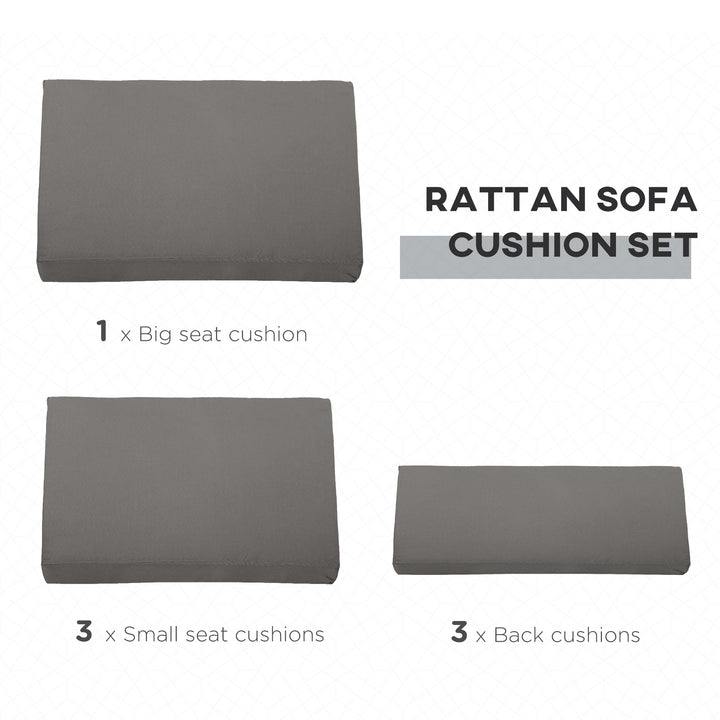 Outdoor Cushion Pad Set for Rattan Furniture, 7 Piece Garden Furniture Cushions, Patio Conversation Set Cushions, Lightweight, Grey