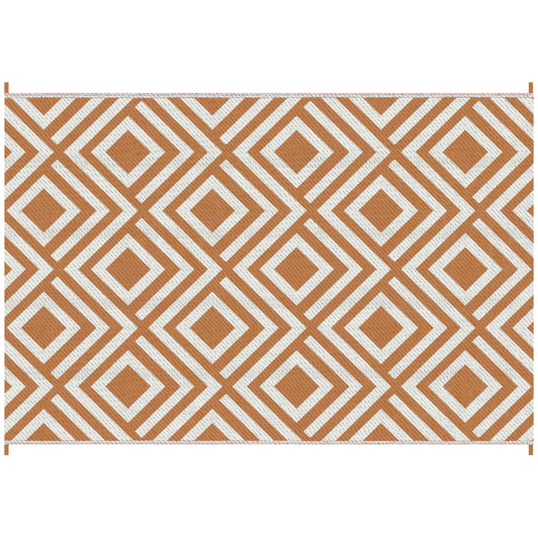 Reversible Outdoor Rug with Carry Bag, Beach Brown & White