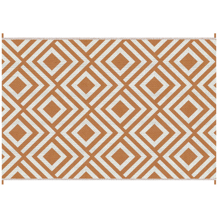 Reversible Outdoor Rug with Carry Bag, Beach Brown & White