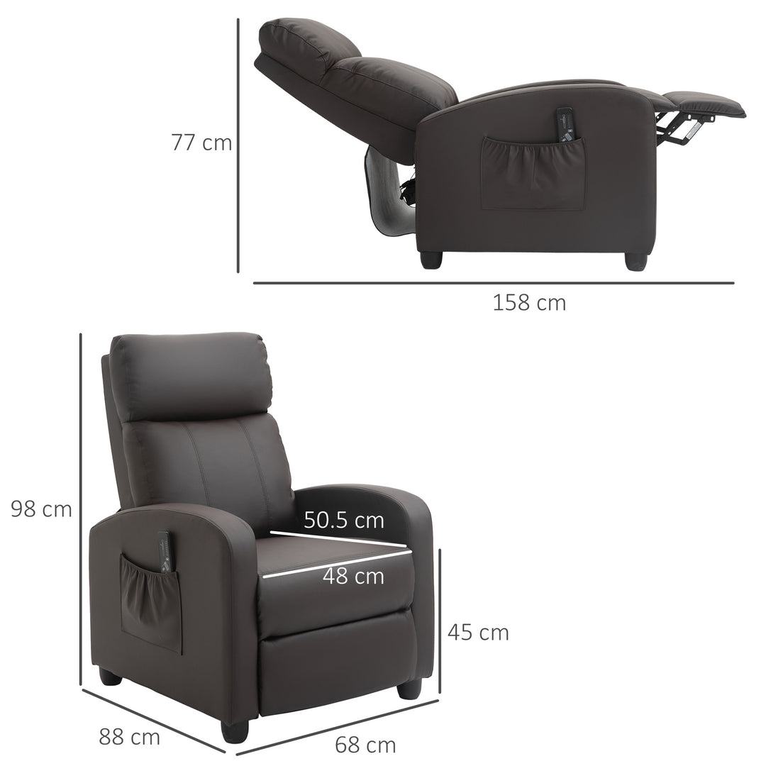 Recliner Sofa Chair PU Leather Massage Armcair w/ Footrest and Remote Control for Living Room, Bedroom, Home Theater, Brown