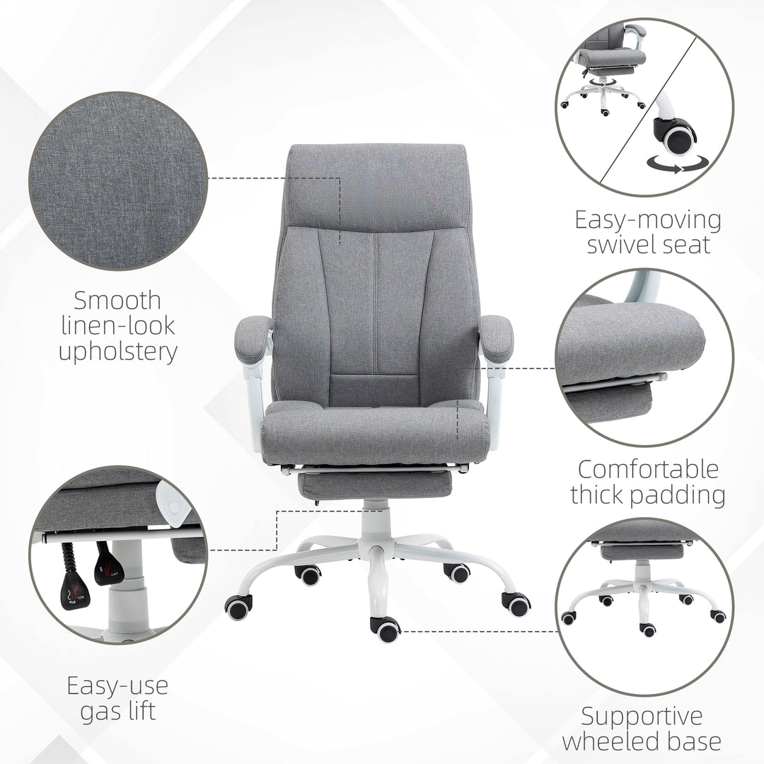 Office Chair, Fabric Reclining Desk Chair with Foot Rest-Grey