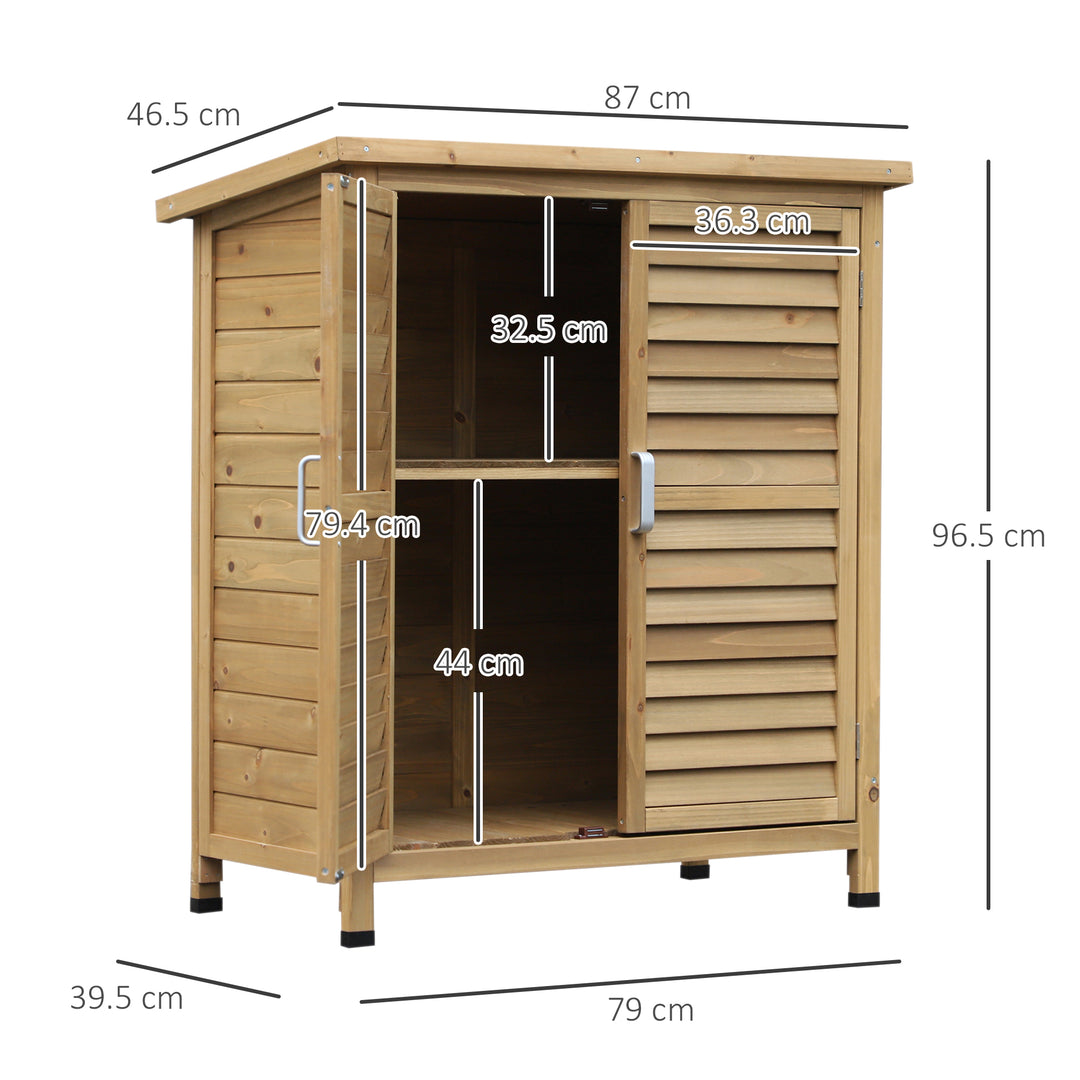 Outsunny Garden Storage Unit Solid Fir Wood Garage Organisation Sturdy Cabinet Outdoor