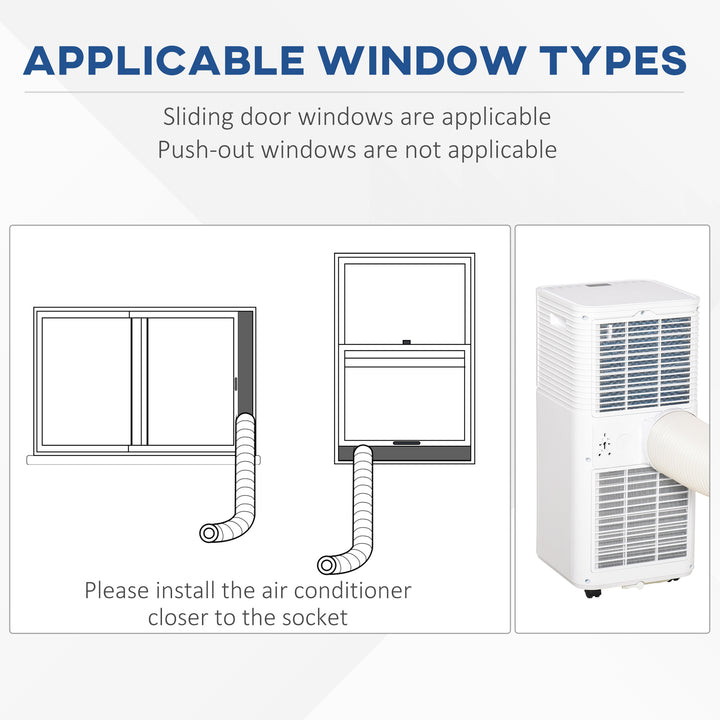 HOMCOM 7000 BTU 4-In-1 Compact Portable Mobile Air Conditioner Unit Cooling Dehumidifying Ventilating w/ Fan Remote LED 24 Hr Timer Auto Shut Down