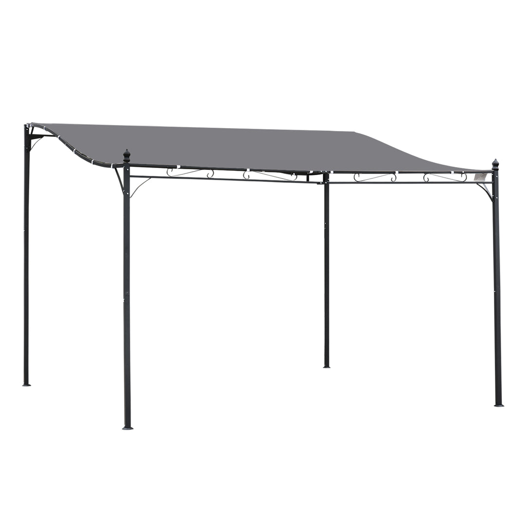 Outsunny 4 x 3 Meters Canopy Metal Wall Gazebo Awning Garden Marquee Shelter Door Porch - Grey