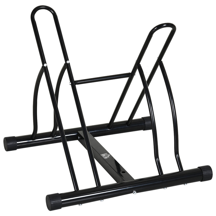 HOMCOM Steel Double-Sided Indoor Bike Rack Black