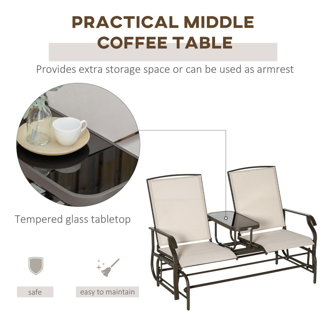 Double Swing Chair Glider Patio Seats With Table