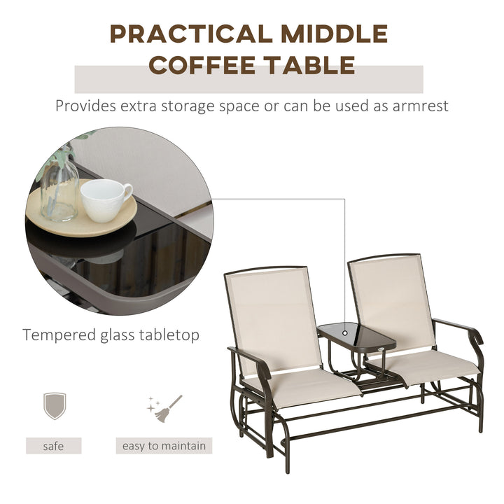 Double Swing Chair Glider Patio Seats With Table