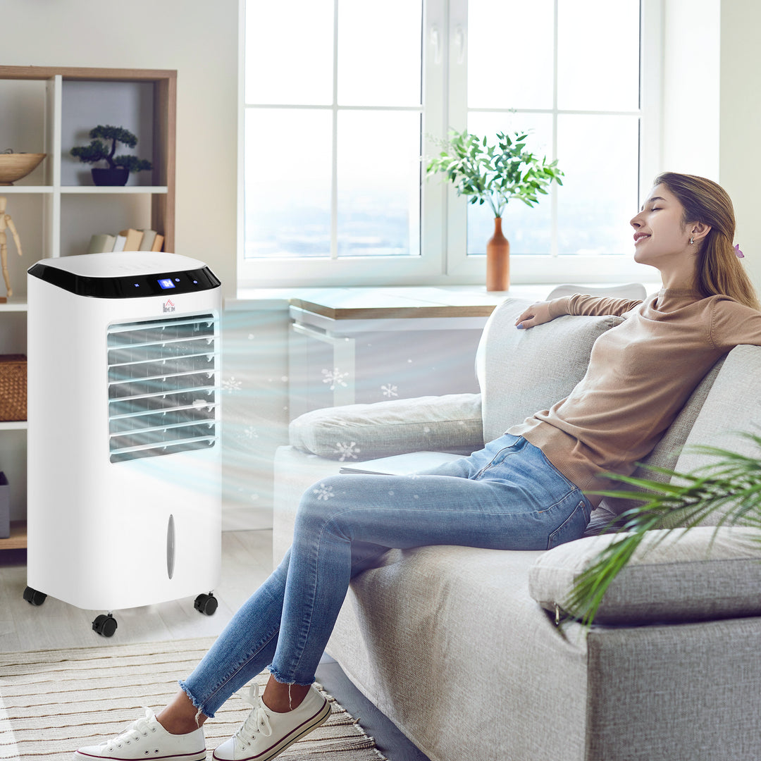 Portable Air Cooler, Evaporative Anion Ice Cooling Fan Water Conditioner Humidifier Unit w/3 Speed, Remote Controller, Timer for Home Bedroom