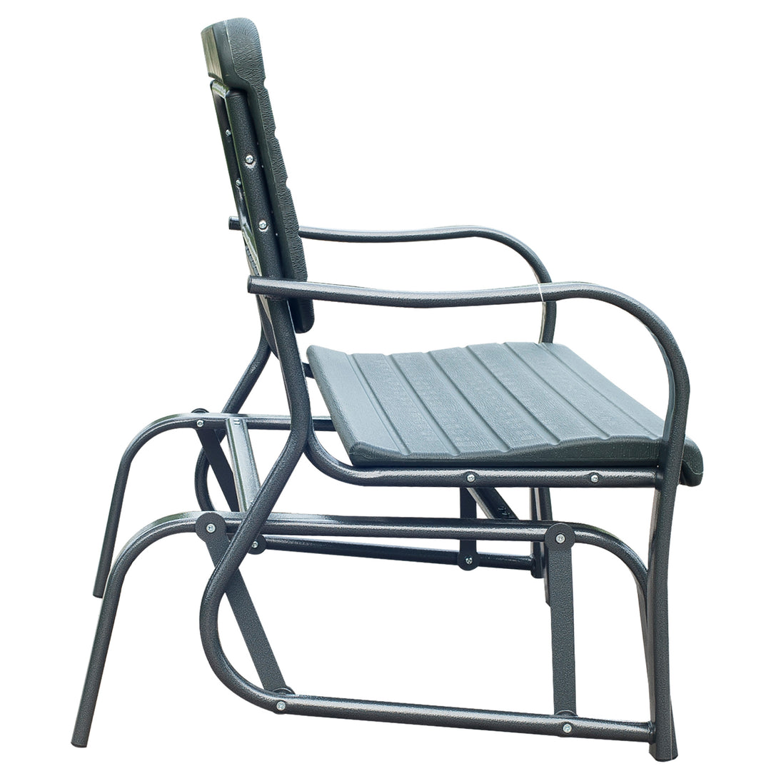 Garden Double Glider Bench HDPE Metal 2 Seater Swing Chair Porch Outdoor Patio Rocker