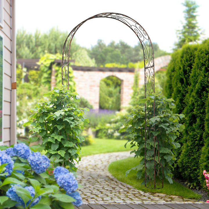 Metal Decorative Garden Rose Arch Arbour Trellis for Climbing Plants Support Archway Wedding Gate 120L x 30W x 226H (cm)