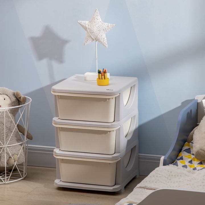 Kids Storage Units with Drawers 3 Tier Chest Vertical Dresser Tower Toy Organiser for  Nursery Playroom Kindergarten White